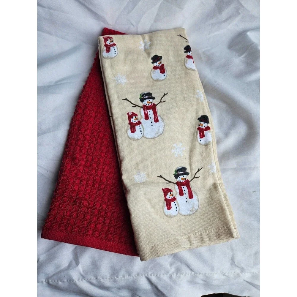 St. Nicholas Square Believe Snowman Kitchen Towels Holiday Christmas‎ 2pk